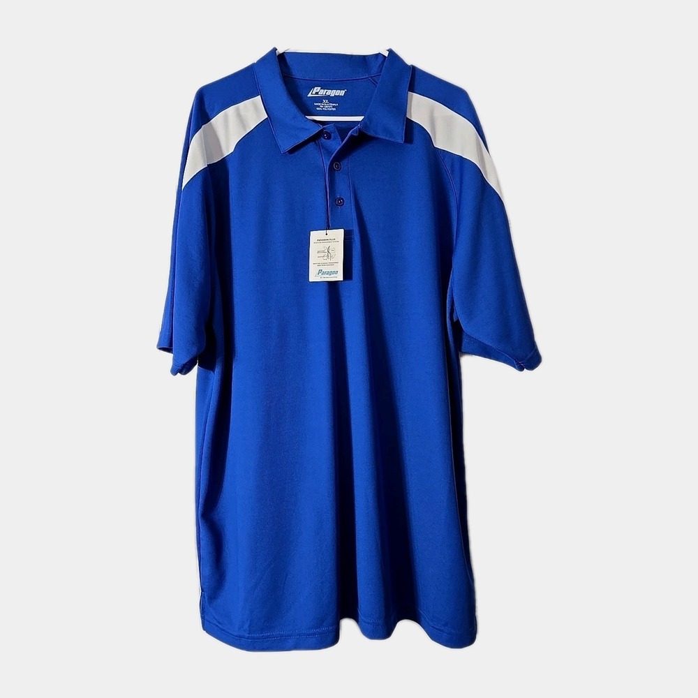 Paragon Polo Shirt Short Sleeve NWT Size XL Blue & White‎